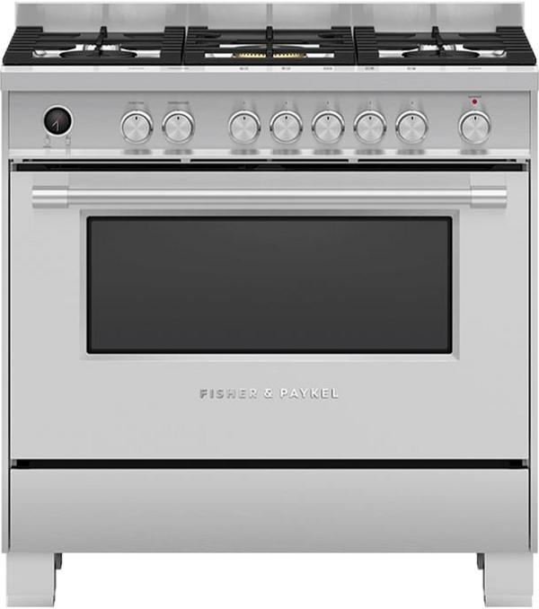 Fisher & Paykel Series 9 Freestanding Cooker, Dual Fuel, 90cm, 5 Burners, Self-cleaning OR90SPG6X1