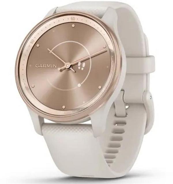 Garmin vívomove Trend Peach Gold Stainless Steel Bezel with Ivory Case and Silicone Band 010-02665-01