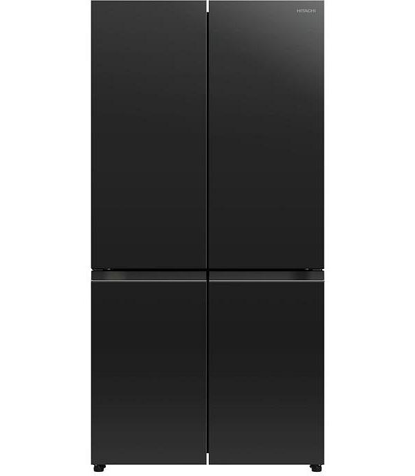 Hitachi 569L 4 Door French Door Inverter Fridge - Glass Clear Black RWB640PT1GCK