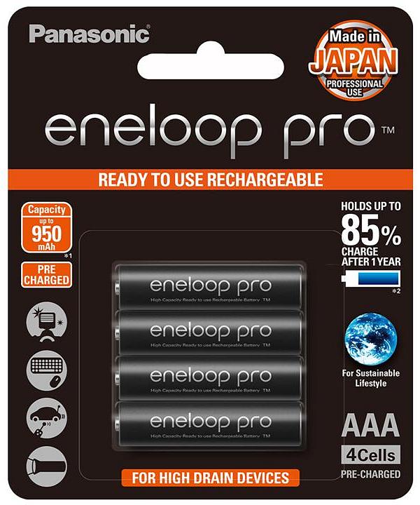 Panasonic AAA Eneloop Pro Rechargeable Batteries BK4HCCE/4BT