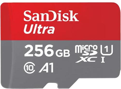 Sandisk 256GB Ultra microSDXC Card + SD Adapter, Class 10 SQUAC256GGN6MA