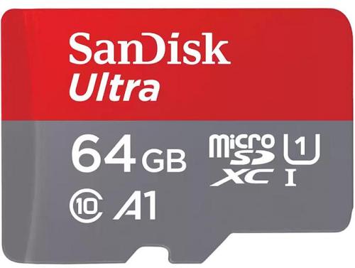 Sandisk 64GB Ultra microSDXC Card + SD Adapter, Class 10 SQUAB064GGN6MA