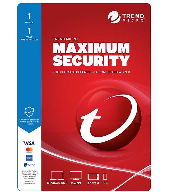 Trend Micro MAXIMUM SECURITY 1D 1YR 9337694075825