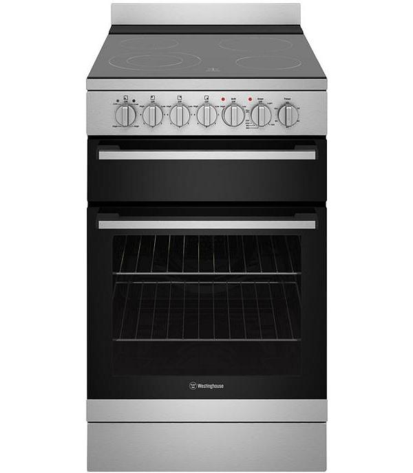 Westinghouse 54cm freestanding electric oven and ceramic cooktop, stainless steel WFE542SCB