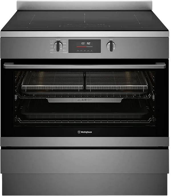 Westinghouse 90cm electric freestanding oven with Induction cooktop, multi-function 10 pyrolytic oven, EasyBake +Steam, AirFry WFEP9757DD