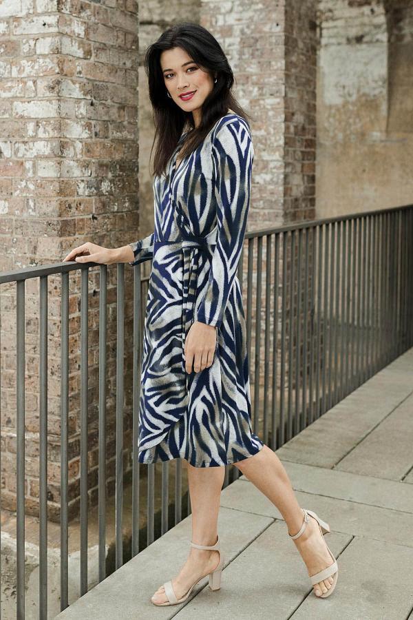 bird by design The Printed Faux Wrap Dress