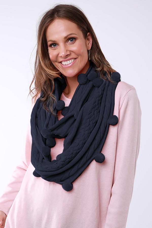 Elm Bobble Loop Knitted Scarf