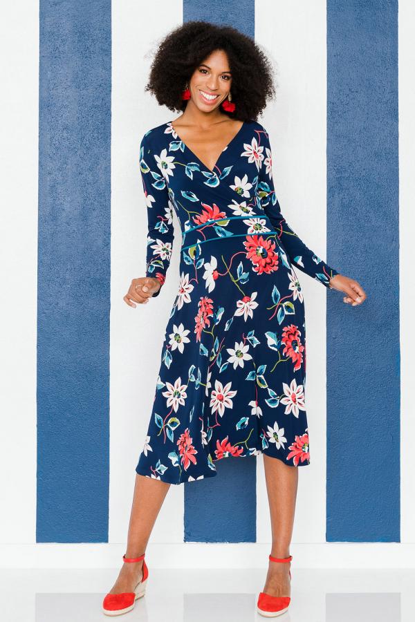 handpicked by birds Printed Faux Wrap Dress