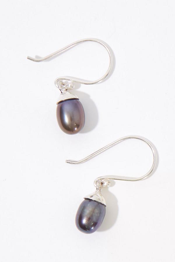 Lush Designs Dainty Drop Black Pearl Earrings