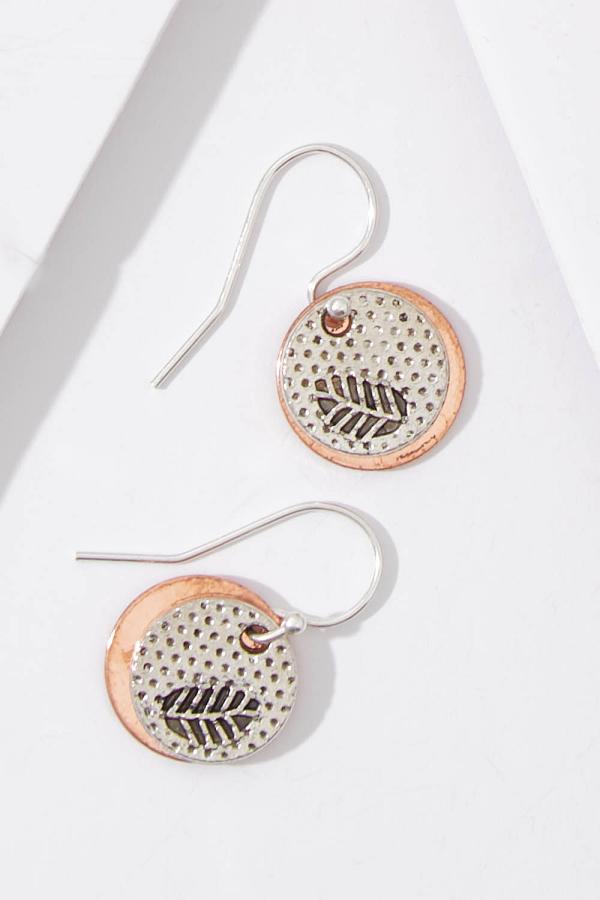 Nest Of Pambula Fern And Rose Disc On Sterling Silver Drop Earrings