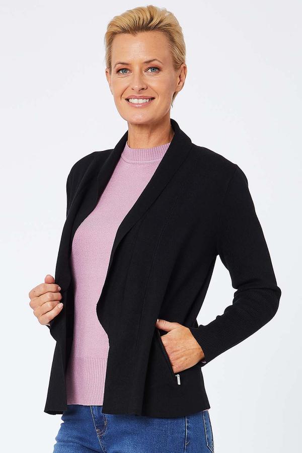 Whispers Long Sleeve Cardigan With Zip Pockets