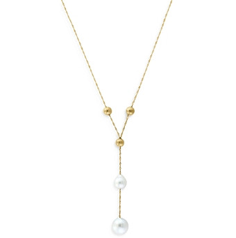 Bloomingdales Cultured Freshwater Pearl & Polished Bead Lariat Necklace in 14K Yellow Gold, 18