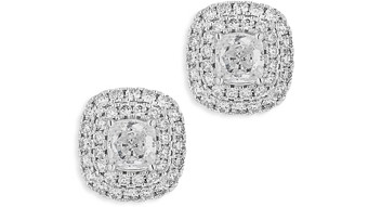 Bloomingdale's Certified Diamond Double Halo Stud Earrings in 18K White Gold, 1.0 ct. t.w. - 100% Exclusive