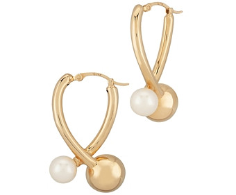 Bloomingdale's Cultured Freshwater Pearl Wishbone Hoop Earrings in 14K Yellow Gold - 100% Exclusive