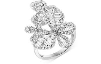 Bloomingdale's Diamond Baguette & Round Butterfly Statement Ring in 14K White Gold, 1.80 ct. t.w. - 100% Exclusive