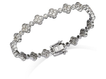 Bloomingdale's Diamond Clover Cluster Tennis Bracelet in 14K White Gold, 2.5 ct. t.w.