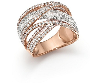 Diamond Crossover Ring in 14K White and Rose Gold, 2.60 ct. t.w. - 100% Exclusive