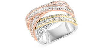 Bloomingdale's Diamond Crossover Ring in 14K Yellow, Rose & White Gold, 2.05 ct.t.w - 100% Exclusive