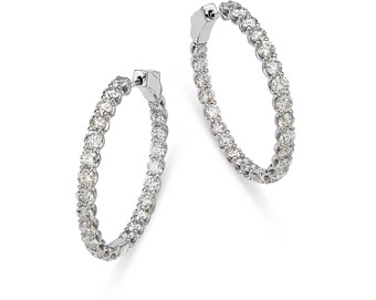 Bloomingdale's Diamond Inside Out Medium Hoop Earrings in 14K White Gold, 5.0 ct. t.w.