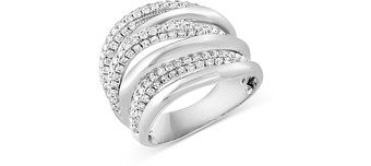Bloomingdale's Diamond Multirow Crossover Statement Ring in 14K White Gold, 1.2 ct. t.w.