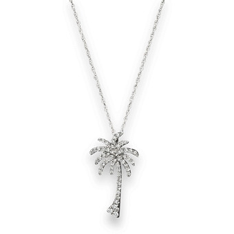 Diamond Palm Tree Pendant Necklace in 14K White Gold,.25 ct. t.w. - 100% Exclusive