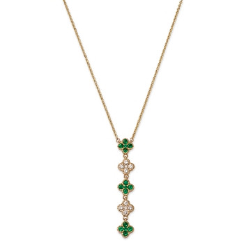 Bloomingdale's Emerald & Diamond Linear Clover Pendant Necklace in 14K Yellow Gold, 18