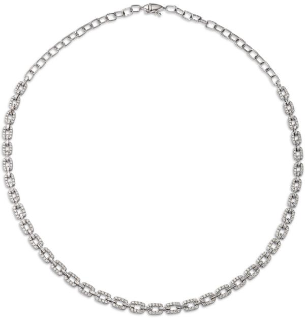 Bloomingdale's Fine Collection Diamond Geometric Link Tennis Necklace in 14K White Gold, 4.15 ct. t. w.