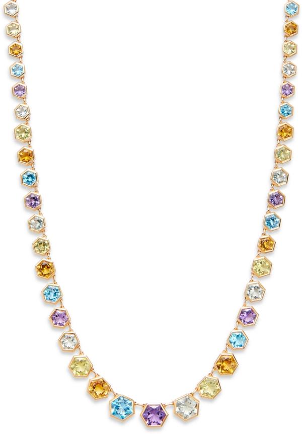 Bloomingdale's Fine Collection Multi Gemstone Hexagon Collar Necklace in 14K Yellow Gold, 16