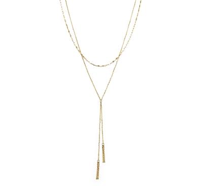 Bloomingdale's Made in Italy 14K Yellow Gold Double Chain Tassel Lariat Necklace, 17 - 100% Exclusive