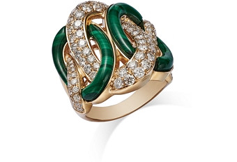 Bloomingdale's Malachite & Diamond Pave Ring in 14K Yellow Gold - 100% Exclusive