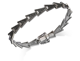 Bloomingdale's Men's Black Diamond Triangle Link Bracelet in 14K White Gold, 3.5 ct. t.w.
