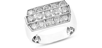 Bloomingdale's Men's Diamond Three Row Ring in 14K White Gold, 3.25 ct. t.w. - 100% Exclusive