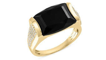Bloomingdale's Men's Onyx & Diamond Ring in 14K Yellow Gold