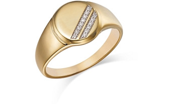 Bloomingdale's Men's Signet Ring in 14K Yellow Gold with Diamond Accents - 100% Exclusive