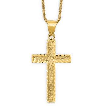 Bloomingdale's Men's Textured Cross Pendant Necklace in 14K Yellow Gold, 20 - 100% Exclusive
