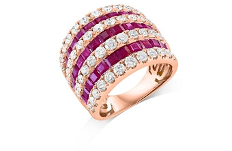 Bloomingdale's Ruby & Diamond Multi Row Ring in 14K Rose Gold
