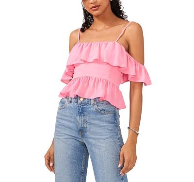 1.state Off-the-Shoulder Flounce Trim Top