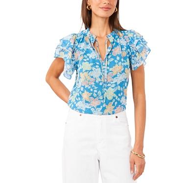1.state Printed Flutter Sleeve Top