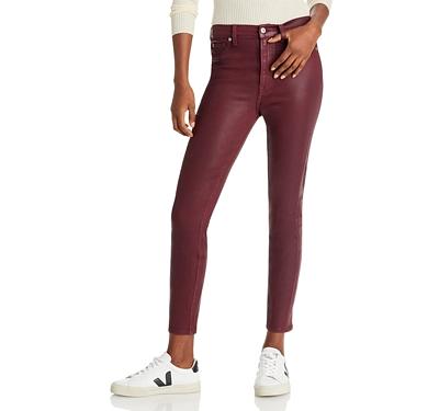 7 For All Mankind High Rise Ankle Skinny Jeans in Coated Ruby