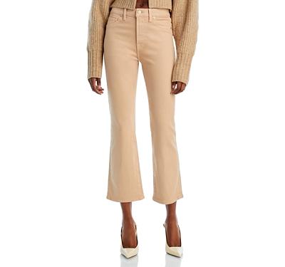 7 For All Mankind High Rise Cropped Coated Slim Kick Flare Jeans in Caramel Coated