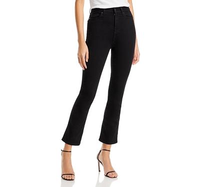 7 For All Mankind High Rise Cropped Kick Flare Jeans in Rinse Black