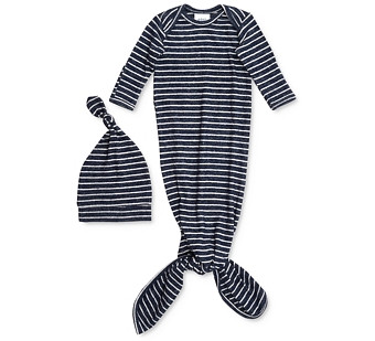Aden and Anais Boy's Striped Snuggle Knit Gown & Hat Set - Baby