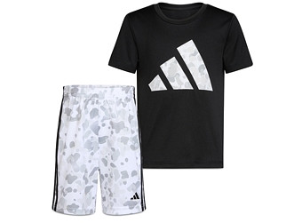 Adidas Boys' Graphic Tee & Printed 3-Stripes Shorts Set - Little Kid