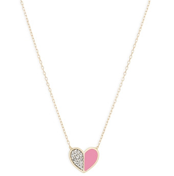 Adina Reyter 14K Yellow Gold Ceramic Diamond Folded Heart Pendant Necklace, 16