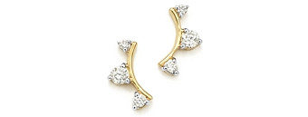 Adina Reyter 14K Yellow Gold Diamond Amigos Curved Triple Diamond Stud Earrings