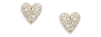 Adina Reyter 14K Yellow Gold Diamond Pave Puffy Heart Stud Earrings
