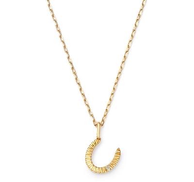 Adina Reyter 14K Yellow Gold Horseshoe Rays Diamond Small Pendant Necklace, 18
