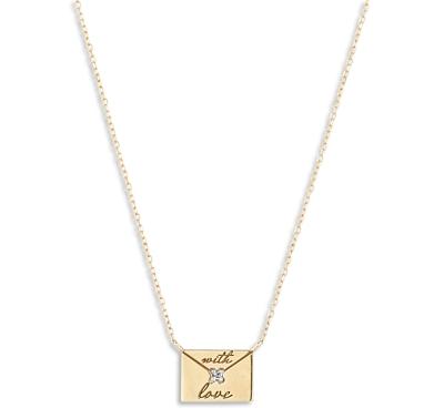Adina Reyter 14K Yellow Gold Paris Diamond With Love Envelope Pendant Necklace, 15-16