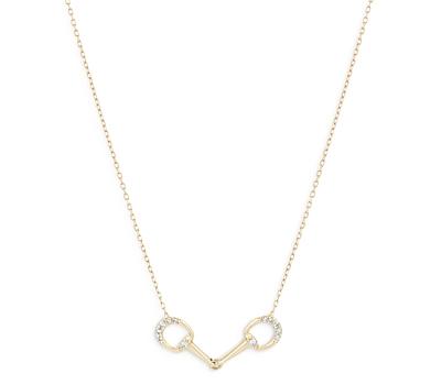 Adina Reyter 14K Yellow Gold Tiny Pave Diamond Horsebit Link Necklace, 15-16