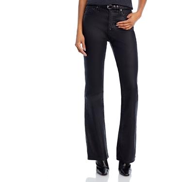 Ag Farrah Coated High Rise Bootcut Jeans in Leatherette Super Black